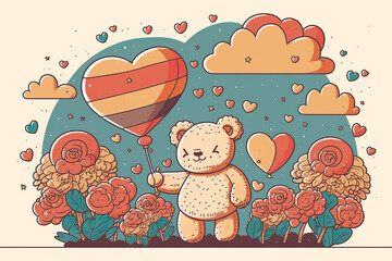 Valentine's day background design. Digital art, generative ai.