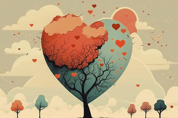 Valentine's day background design. Digital art, generative ai.