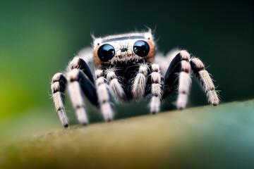 Vertical shot of cute spider at nature, spider with kawaii eyes Generative AI