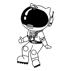 Cosmonaut in different poses. Astronaut in intergalactic space. galaxy. astronauts in a space suit with a helmet isolated on a white background. Black and white illustration