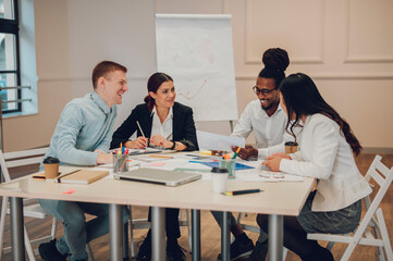 Fototapeta premium Multiracial business team having a meeting in office