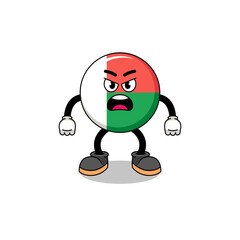 Obraz premium madagascar flag cartoon illustration with angry expression