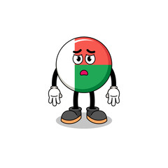 madagascar flag cartoon illustration with sad face