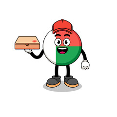 madagascar flag illustration as a pizza deliveryman