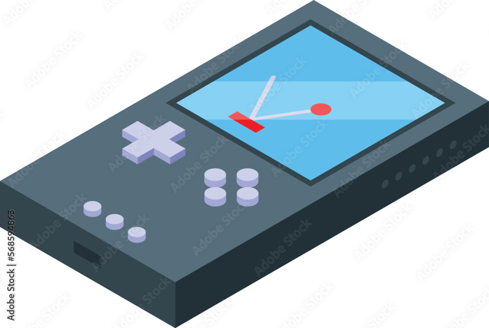 Poster retro game console icon isometric vector. audio design. device style