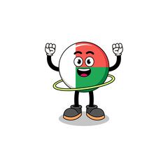 Character Illustration of madagascar flag playing hula hoop
