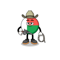 Character mascot of madagascar flag as a cowboy