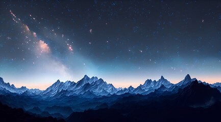 Fototapeta na wymiar Dark Mountains with a Starry Sky