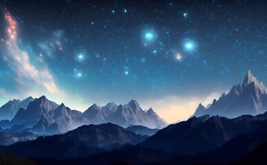 Fototapeta na wymiar Night Sky and Mountain Range