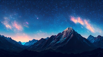 Fototapeta na wymiar Mountain Range Under a Starry Sky
