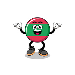 Obraz premium maldives flag cartoon searching with happy gesture