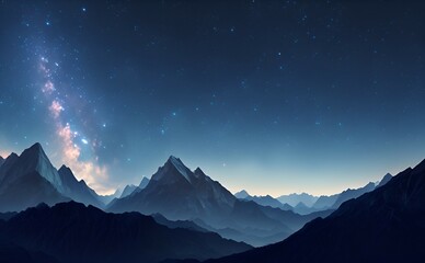 Fototapeta na wymiar Starry Sky Over Mountain Landscape
