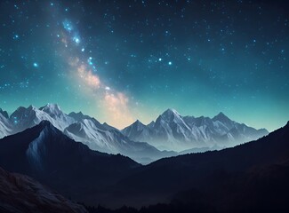 Fototapeta na wymiar Mountain Range Under a Starry Sky