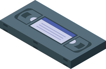 Vhs tape icon isometric vector. Old cassette. Video stereo