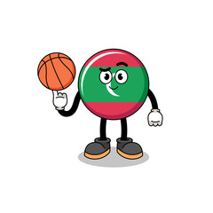 maldives flag illustration as a basketball player