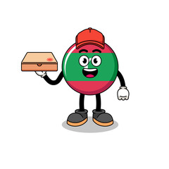 Fototapeta premium maldives flag illustration as a pizza deliveryman