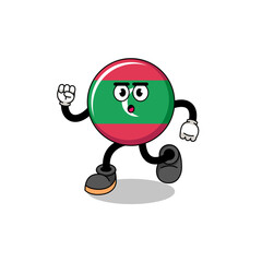 running maldives flag mascot illustration