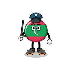 Cartoon Illustration of maldives flag police
