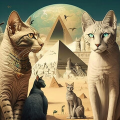 in_the_background_many_Egyptian_cats_and_Siamese, generative AI
