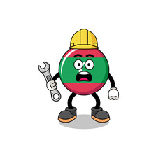 Character Illustration of maldives flag with 404 error