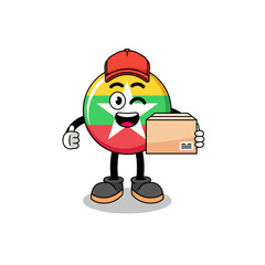 myanmar flag mascot cartoon as an courier