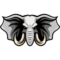Angry elephant head cartoon character