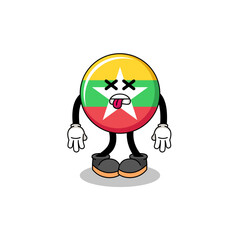 myanmar flag mascot illustration is dead