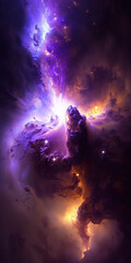 realistic nebula with violet colors