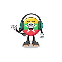 Obraz premium Mascot Illustration of myanmar flag as a customer services