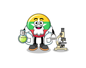 Mascot of myanmar flag as a scientist