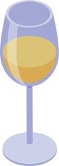 White wine glass icon isometric vector. Barrel drink. Vine food