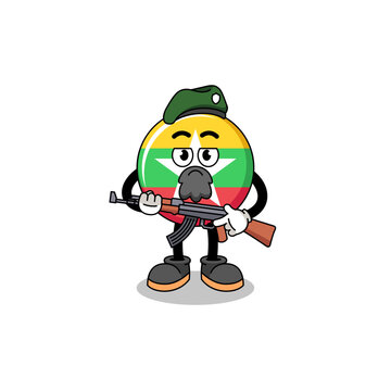 recommend clip art: Character cartoon of myanmar flag as a special force