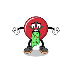 morocco flag mascot cartoon vomiting