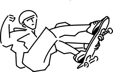 Fototapeta premium vector illustration of the skateboarder making a jump