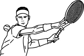 vector illustration of the tennis player with a racket