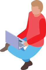 Travel laptop work icon isometric vector. Job lifestyle. Summer vacation