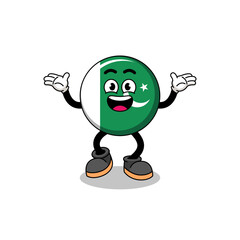 Obraz premium pakistan flag cartoon searching with happy gesture