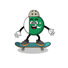 pakistan flag mascot playing a skateboard
