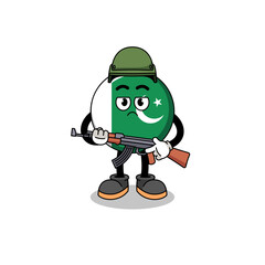 Cartoon of pakistan flag soldier