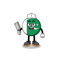 Mascot of pakistan flag as a butcher