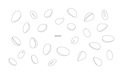 ピーナッツの線画イラストセット - obrazy, fototapety, plakaty