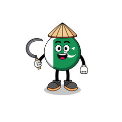 Fototapeta premium Illustration of pakistan flag as an asian farmer