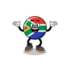 Fototapeta premium south africa flag cartoon searching with happy gesture
