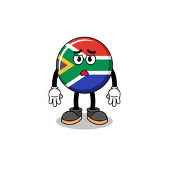 south africa flag cartoon illustration with sad face
