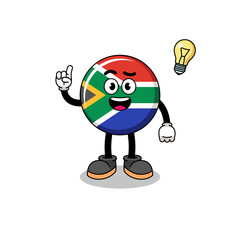 south africa flag cartoon with get an idea pose