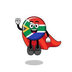 south africa flag cartoon with flying superhero