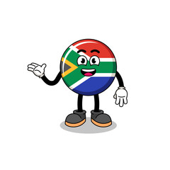 south africa flag cartoon with welcome pose