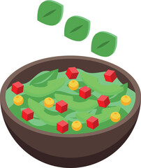 Diet salad icon isometric vector. App fitness. Watch plan