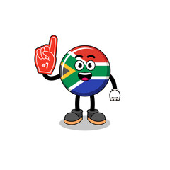 Fototapeta premium Cartoon mascot of south africa flag number 1 fans