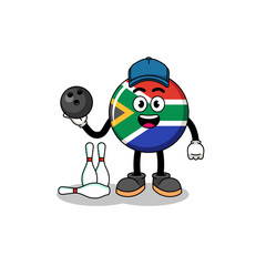 Mascot of south africa flag as a bowling player